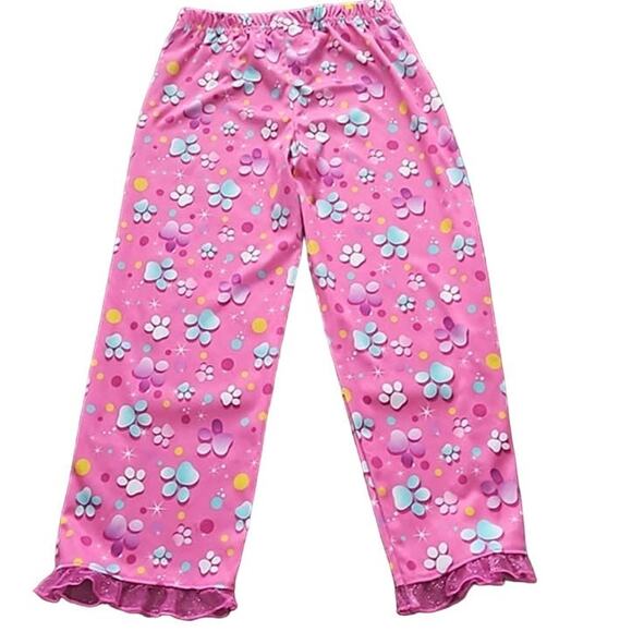 NWOT Girls Pink Paw Print Pajama Sleep Pants with Ruffle Hem Trim Size 6 - Picture 1 of 4